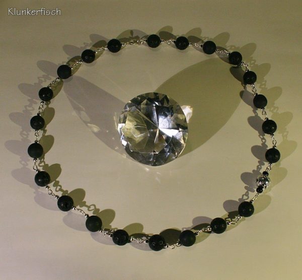 Aparte Modul-Kette aus Lava- und Drusen-Achat-Perlen
